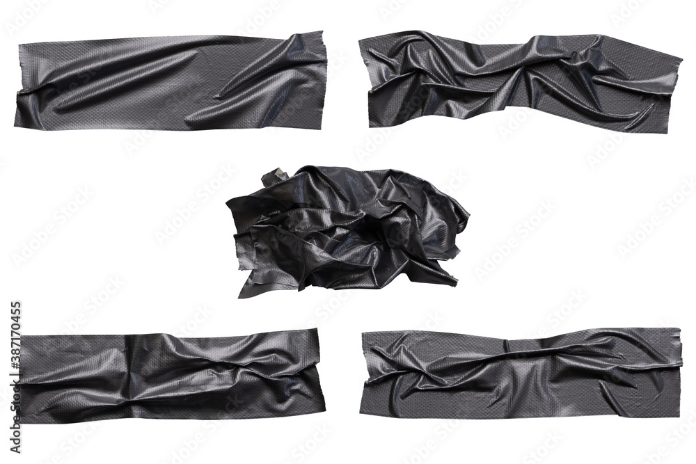 Gray wrinkled adhesive tape isolated on white background. Gray Sticky scotch tape of different sizes. Gray wrinkled adhesive tape isolated on white background. Gray Sticky scotch tape of different sizes.