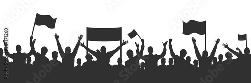 Protest black silhouette. Rally and demonstration vector illustration.