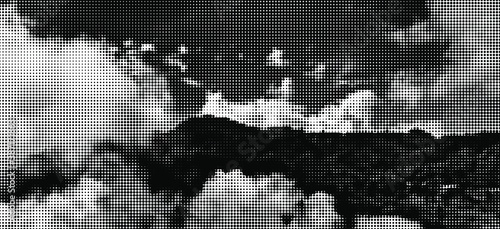 Dotted clouds on montains vector