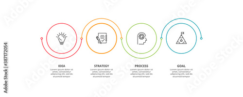Circle elements of graph, diagram with 4 steps, options, parts or processes. Template for infographic, presentation.