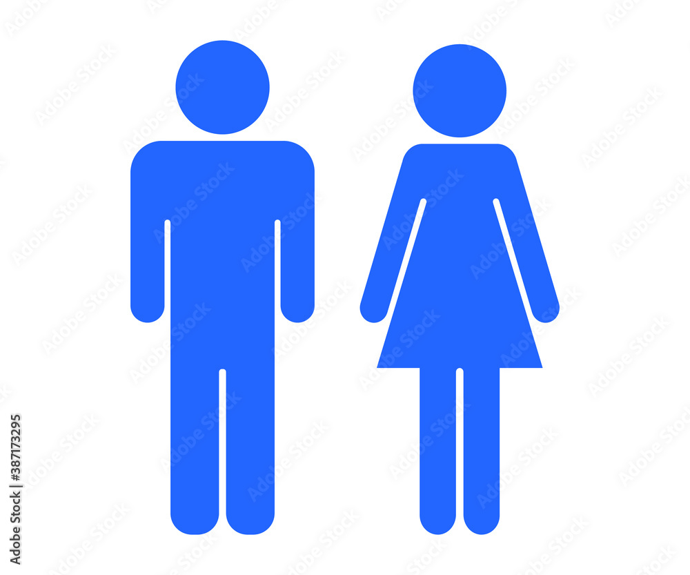 Men and women symbols, vector illustration, next to the toilet