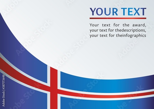 Flag of Iceland, template for the award, an official document with a flag and a symbol of the Republic of Iceland