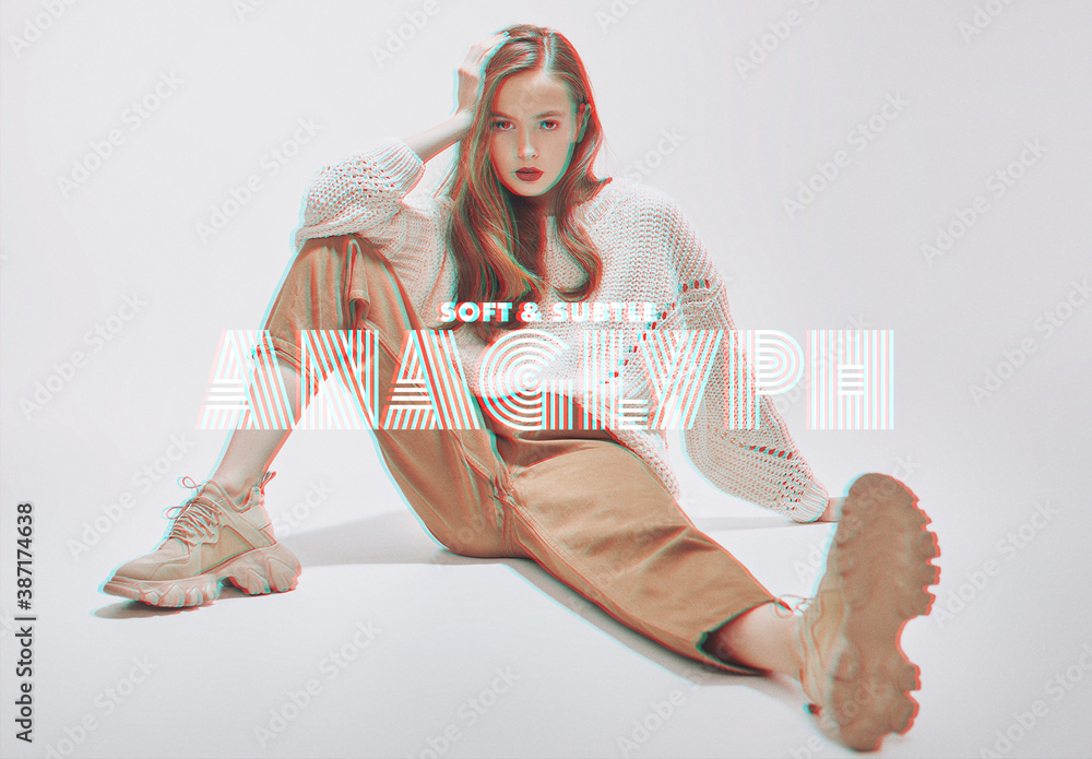 Anaglyph Portrait Effect Stock Template | Adobe Stock