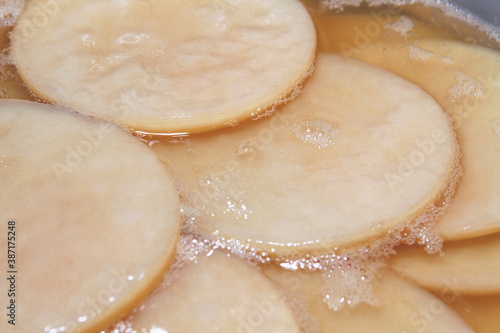Close-up fresh scoby (symbiotic culture of bacteria and yeast) kombucha image  photo