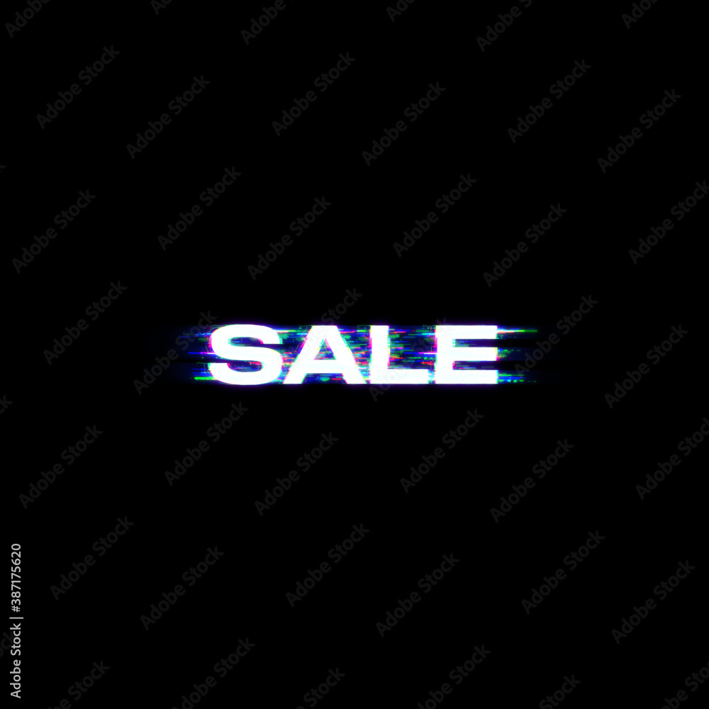 Modern Sale Tag Banner Template Design, Big Sale Special offer. For Black Friday, Offer, Discount, Stores, in the style of glitch