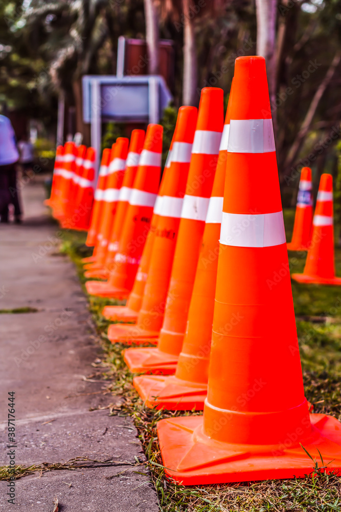 Traffic orange cone, alert, beware