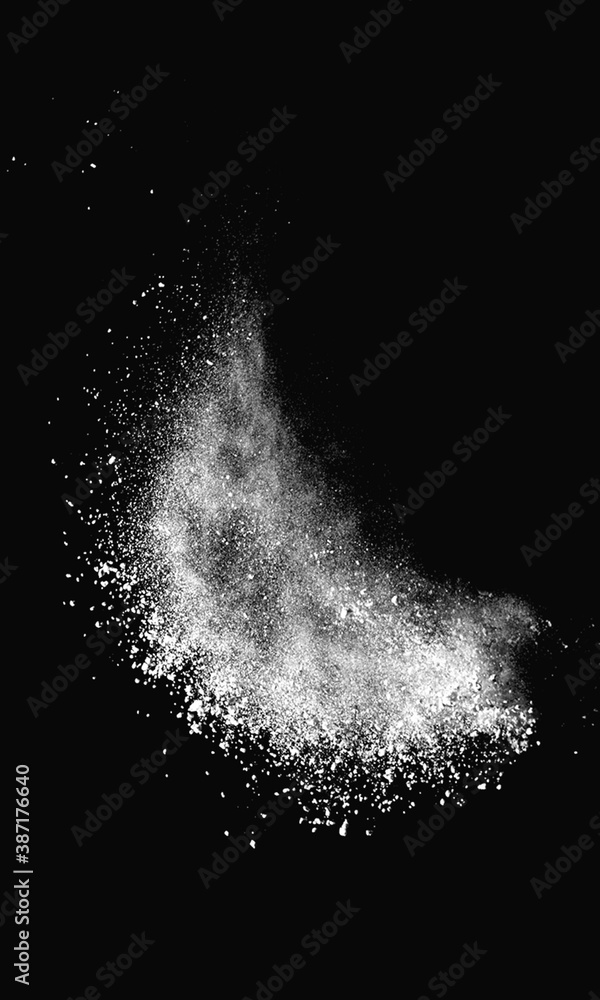 white spiral vertical abstract dust overlay texture powder splash overlay explosion on black.