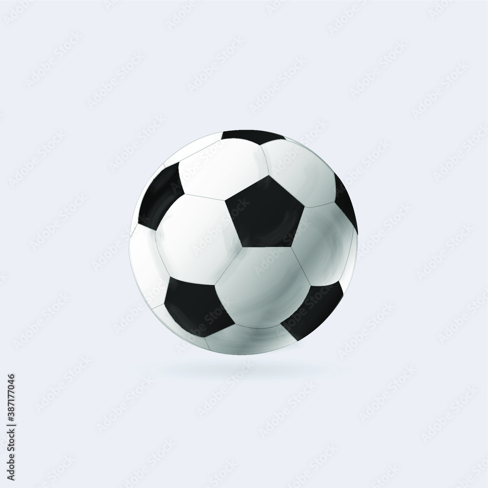 Soccer ball icon. Flat vector illustration in black on white background. Football vector icon, soccerball