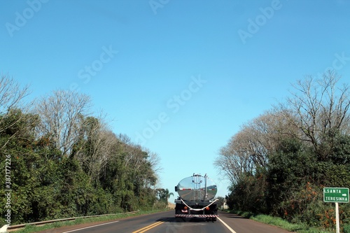 Truck traveling on the road