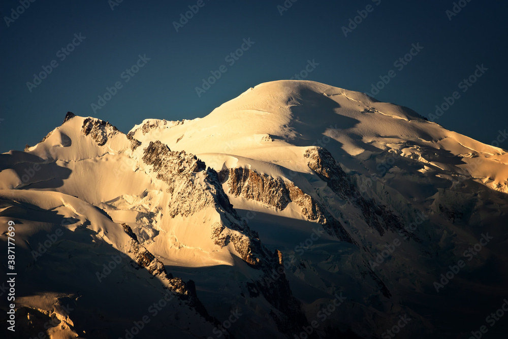 the snowy peak of the Mont Blanc massive