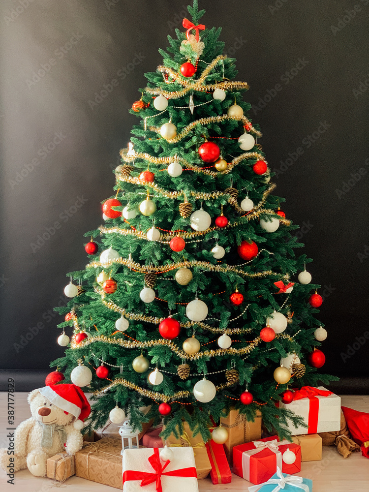 Christmas tree with gifts for the new year holiday decor Christmas tree with gifts for the new year holiday decor