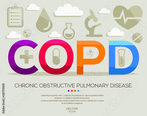 COPD mean (chronic obstructive pulmonary disease) medical acronyms ,letters and icons ,Vector illustration.
