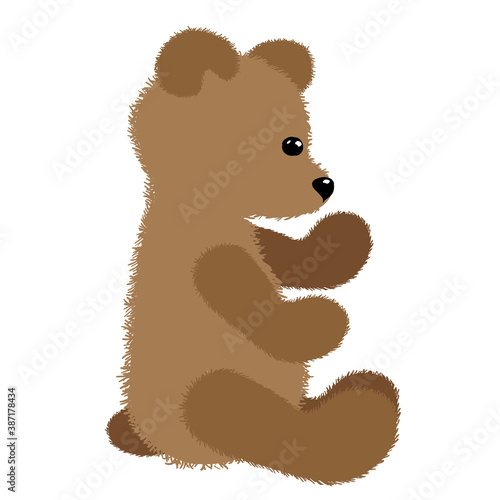 Soft plush toy brown teddy bear. Vector illustration