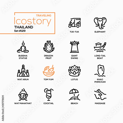 Thailand - modern line design style icons set