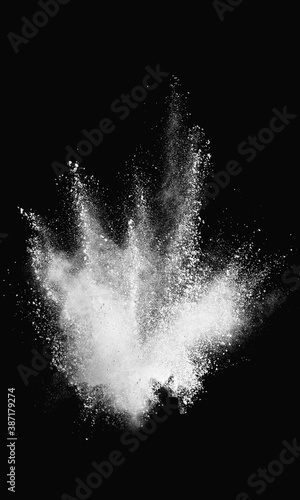 Fototapeta Naklejka Na Ścianę i Meble -  white abstract dust overlay texture powder splash overlay explosion on black.
