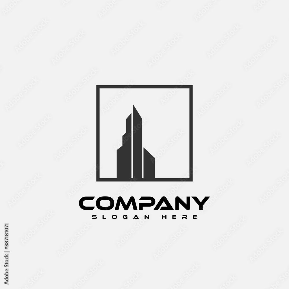 Logo design template, with black building icon
