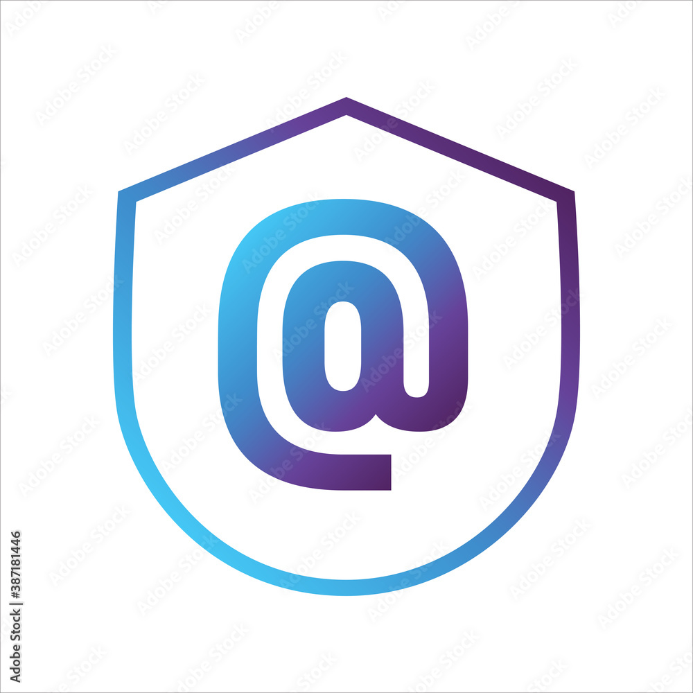security shield icon. shield e - mail symbol. Concept of e - mail security. gradient style outline Vector illustration, vector icon concept. security shield icon. shield e - mail symbol. Concept of e - mail security. gradient style outline Vector illustration, vector icon concept.