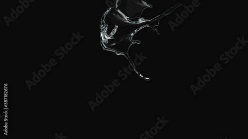 abstract transparent water splash overlay explosion crown shape on black.