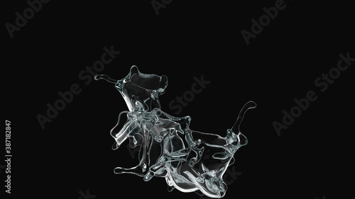 abstract transparent water splash overlay explosion crown shape on black.