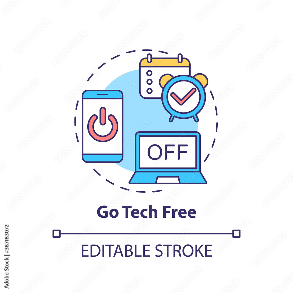 Go tech free concept icon. Me time ideas. Day without internet. No ...