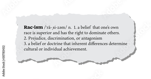 Racism Definition on a Torn Piece of Paper