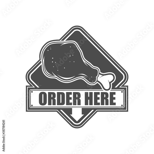 Vector logo, badge, symbol, icon template design for Fried Chicken Restaurant

