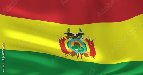 Flags of the world - flag of Bolivia. Waved highly detailed flag animation.
