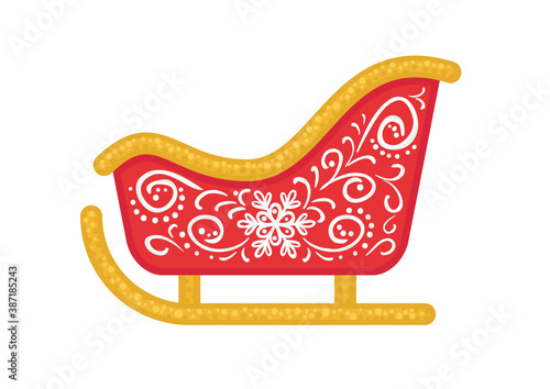SANTA'S SLEIGH ORNAMENTED. VECTOR ILLUSTRATION, ICON, SIMBOL