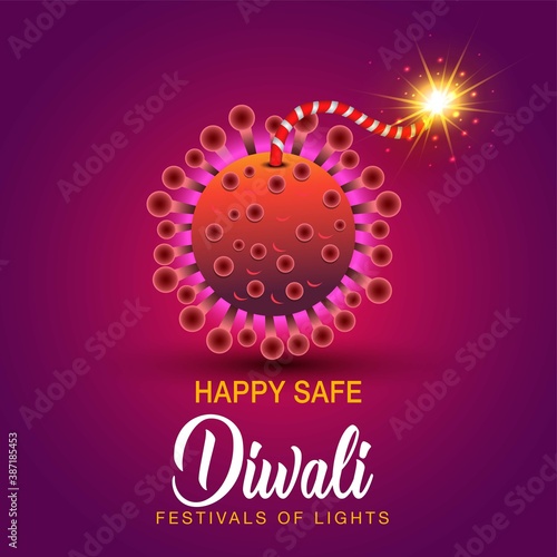 Indian festival happy Diwali. coid-19, corona virus concept 