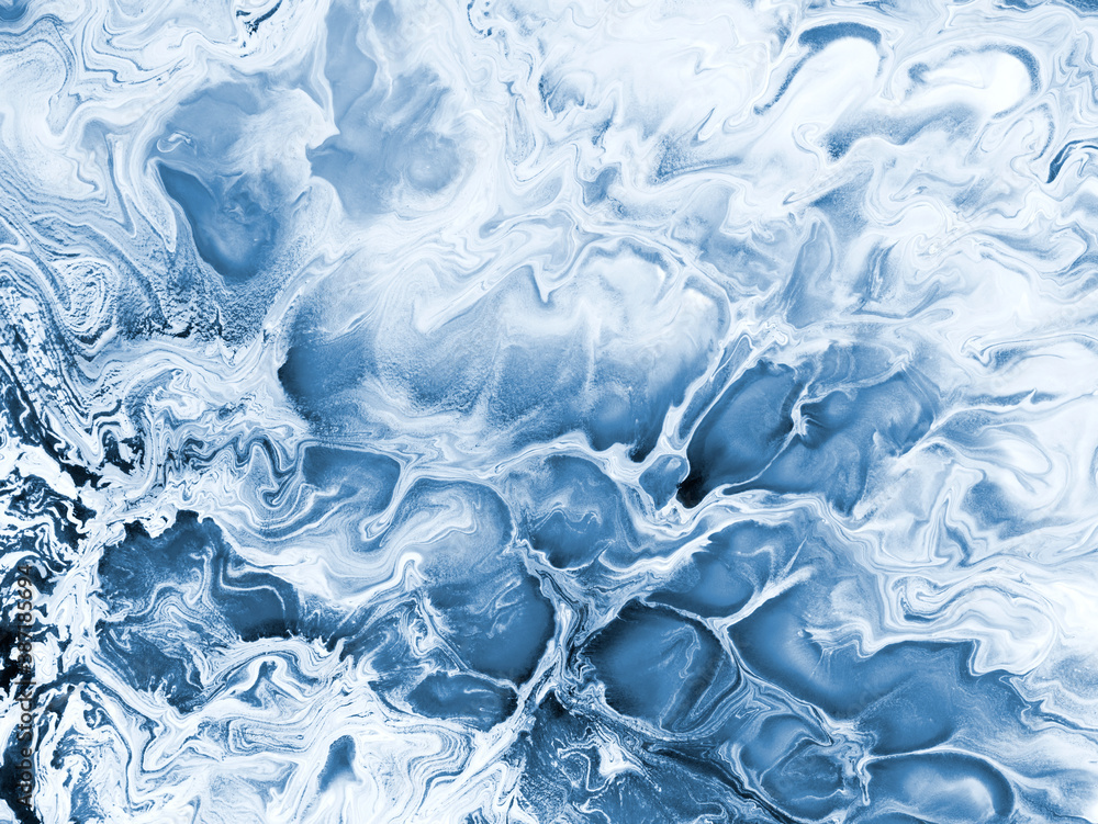 Naklejka premium Blue creative abstract hand painted background, marble texture