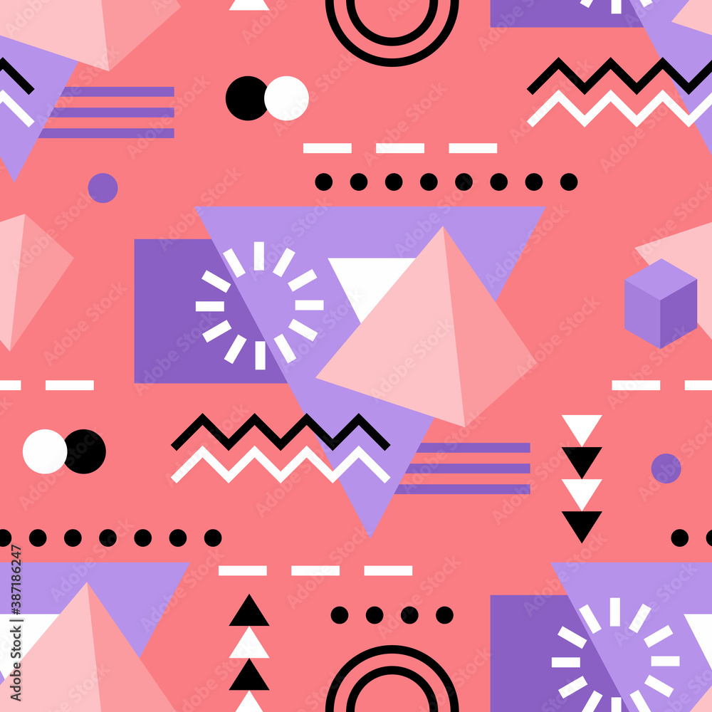 Seamless pattern background 80s, 90s