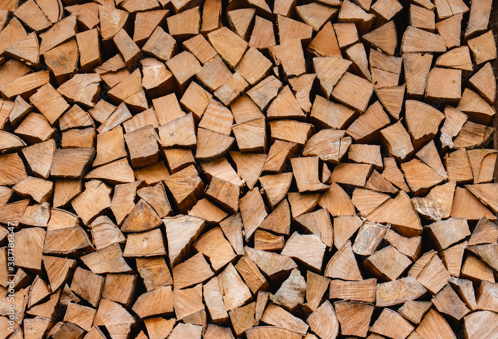 Stacked logs for home heating Stacked logs for home heating