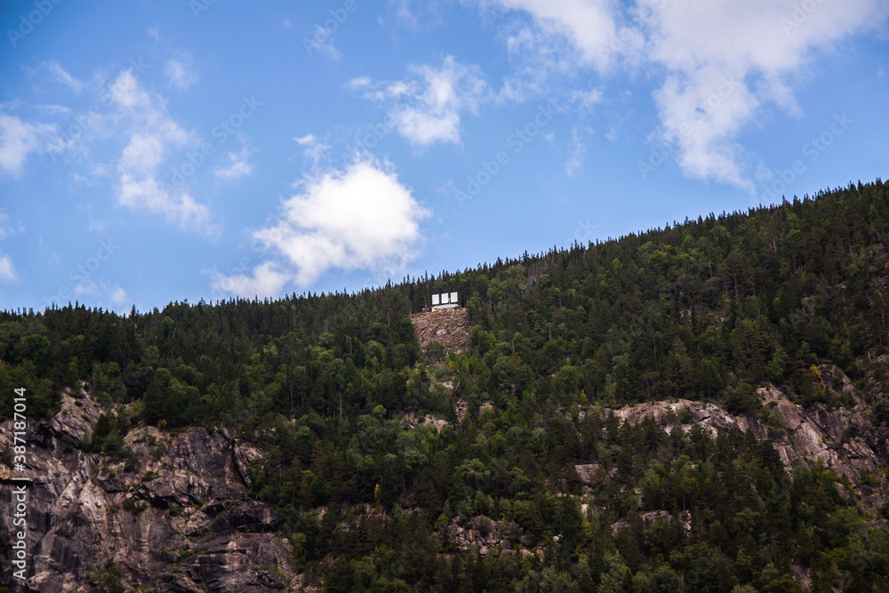 Mirrors above rjukan city in Norway. It reflects sunlight at the city