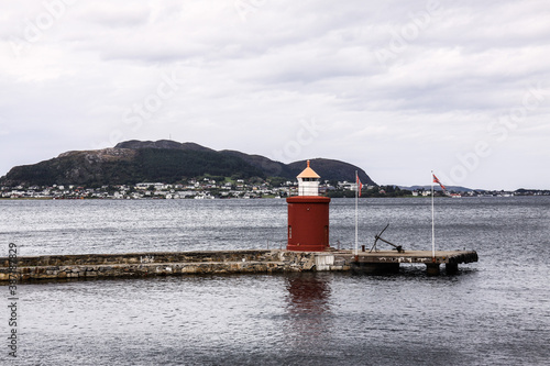 Molja Lighthouse in the port of Alesund in Norway