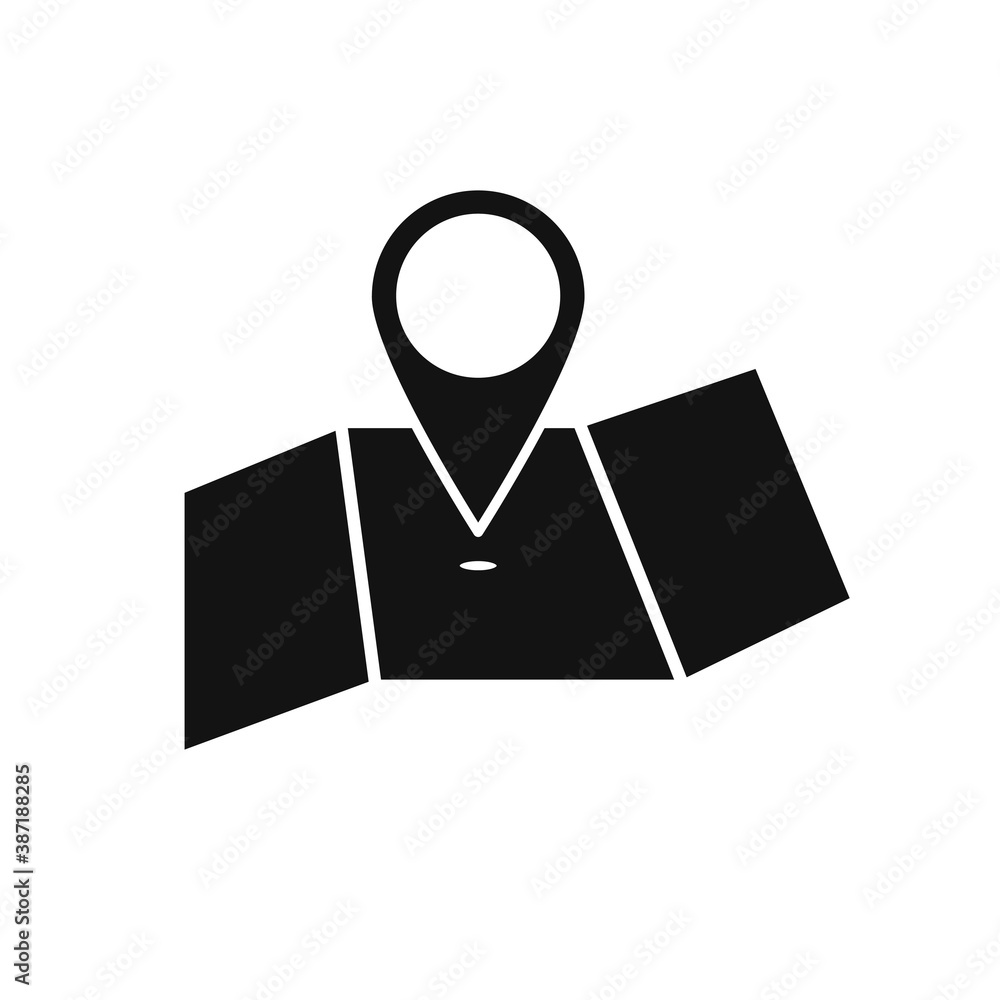 Black Map marker and black flat map icon Black Map marker and black flat map icon