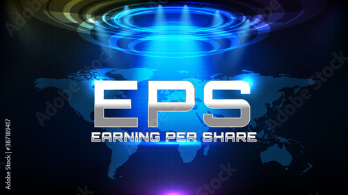 abstract background of blue futuristic Earnings per share or EPS