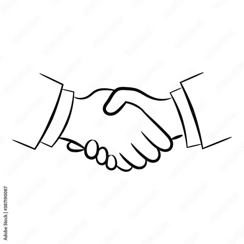 Hand shake symbol, contour illustration. Vector. Hand shake symbol, contour illustration. Vector.