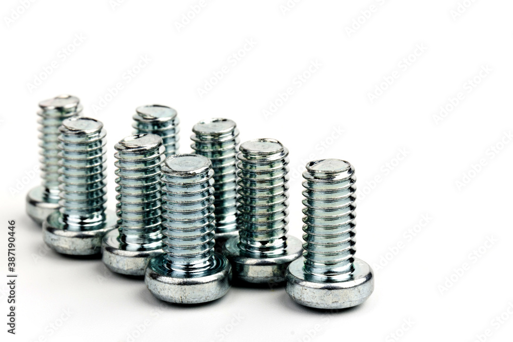 metal steel bolts isolated on white background metal steel bolts isolated on white background