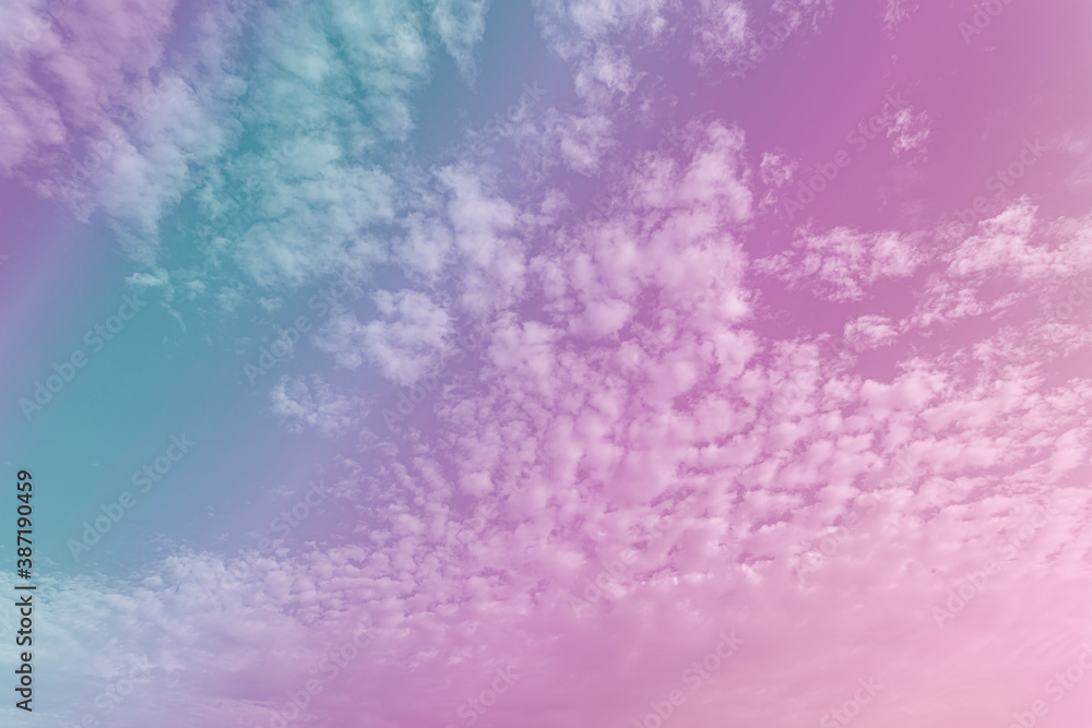 Pink sky background with clouds beautiful in sunset