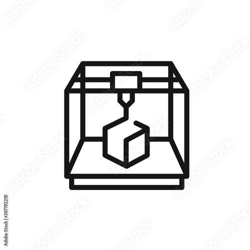 3d printer icon. Vector. Volumetric printing. Outline style. Illustration for website or print.