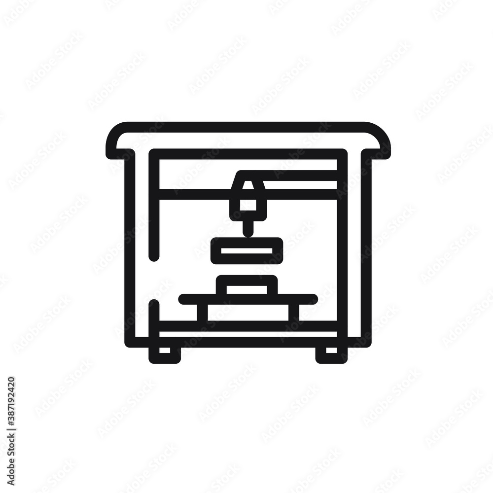 3d printer icon. Vector. Volumetric printing. Outline style. Illustration for website or print. 3d printer icon. Vector. Volumetric printing. Outline style. Illustration for website or print.