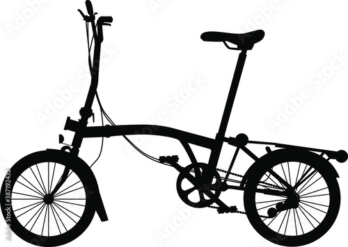 Modern Folding bike Silhouette  isolated on white
