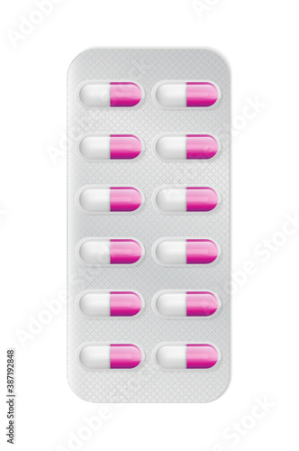 Pills or capsules white in blister package for tablet vector Illustration design.