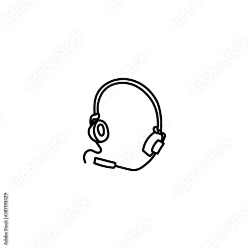 Modern headphones isolated. Black line art. Outlined. Vector illustration.