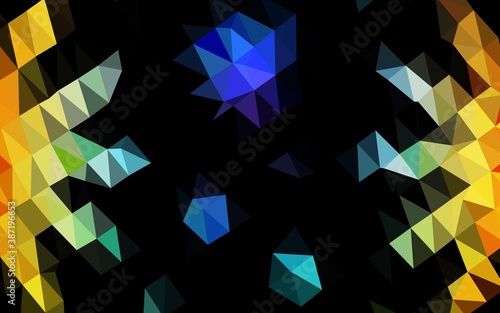 Dark Multicolor, Rainbow vector polygon abstract background.