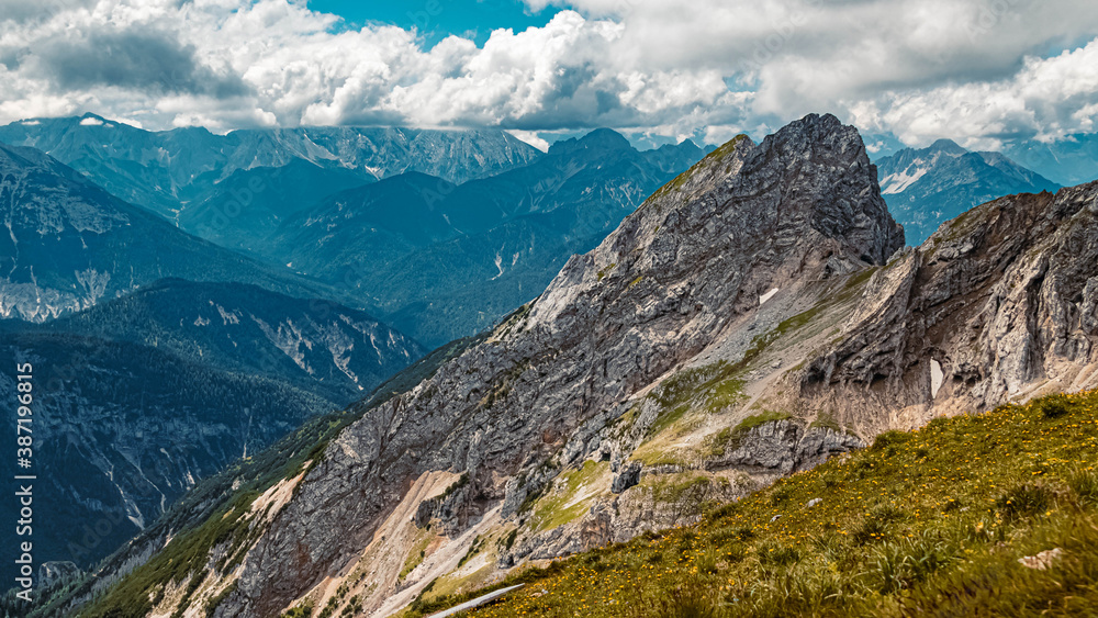 Beautiful alpine view at the famous Karwendel summit near Mittenwald, Bavaria, Germany Beautiful alpine view at the famous Karwendel summit near Mittenwald, Bavaria, Germany