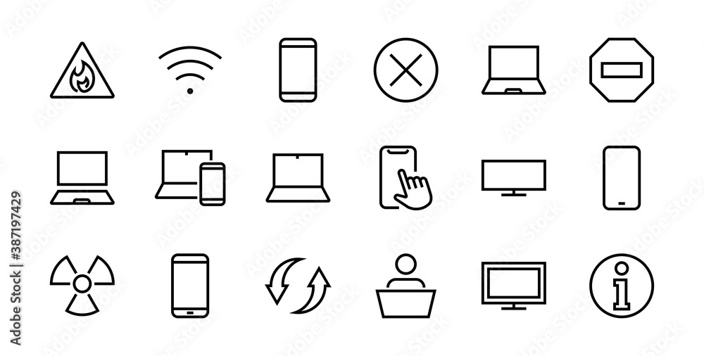 SMART devices and gadgets linear icons set, vector, contains icons computer, camera, laptop, phone, web devices, electronic appliances, and much more. Editable stroke SMART devices and gadgets linear icons set, vector, contains icons computer, camera, laptop, phone, web devices, electronic appliances, and much more. Editable stroke
