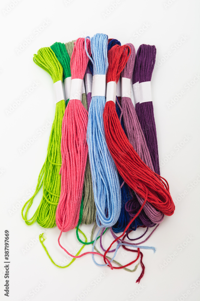 woolen threads on white background woolen threads on white background