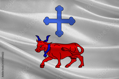 Flag of Oloron-Sainte-Marie in Pyrenees-Atlantiques of Lot-et-Garonne of Nouvelle-Aquitaine is the largest administrative region in France photo