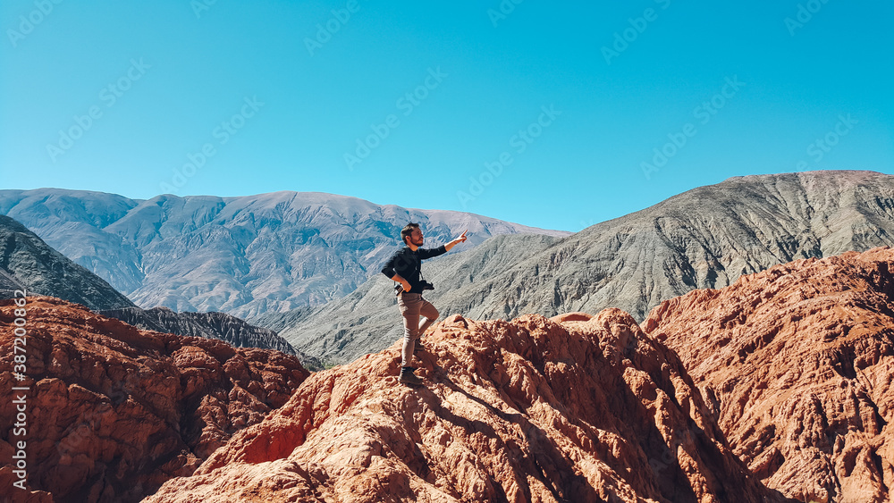 person posing doing trekking